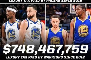 😲0美元VS7.48亿美元！12年以来步行者奢侈税VS勇士奢侈税对比